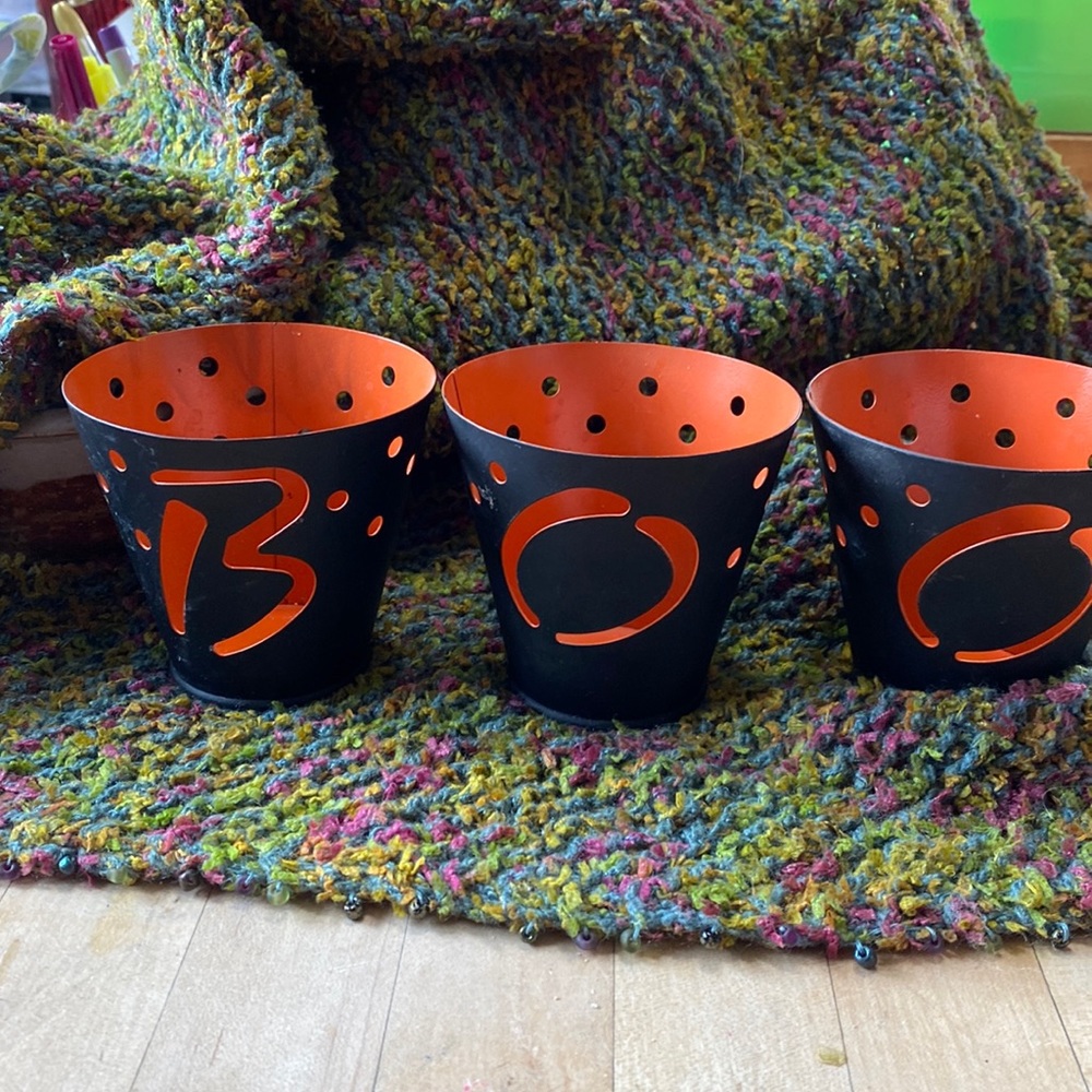 Set of three Halloween candleholders